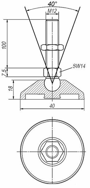 Регулируемая опора M12x100 до 800 кг Алтервиа A00021.1104012100 — фото 5