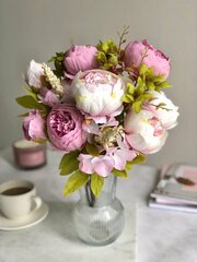 Искусственные цветы пионы для декора / Декоративный букет / Цветочная композиция, 45 см, розовый