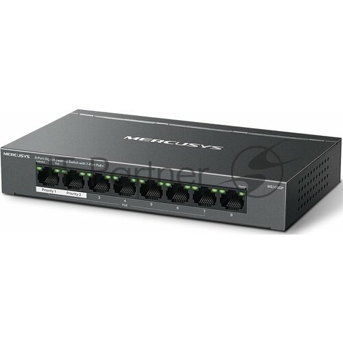 Настольный коммутатор Mercusys MS108GP с 8 гигабитными портами 7 портов PoE 483100₽