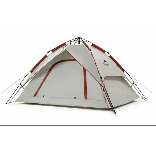 Палатка Naturehike 4-местная, быстросборная, алюминиевый каркас, серо-красная