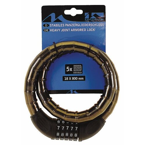 фото Замок вело кодовый (5 разрядов) 18х800мм полупрозр. (30) m-wave