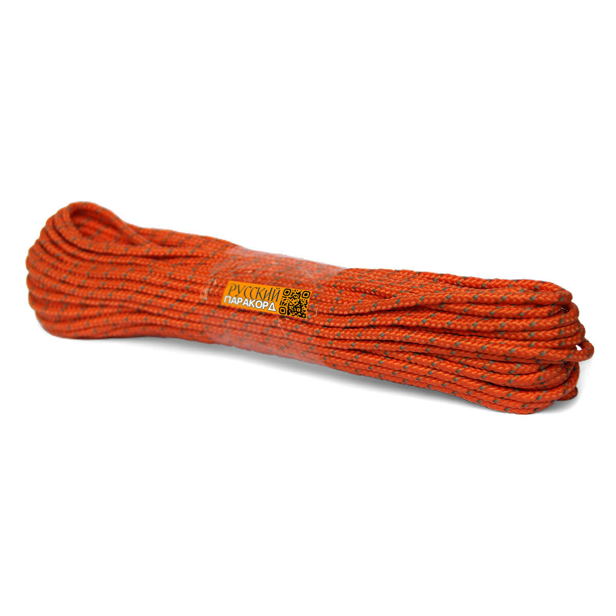 Светоотражающий шнур (светящаяся веревка, оттяжки для палатки) оранжевый (3.5мм, 20м)