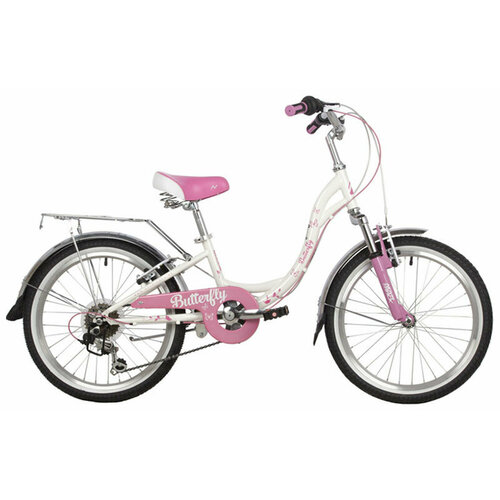 Велосипед Novatrack 20 BUTTERFLY сталь белый-розовый 6-скор TY21RS35SG-6SI V-brake 20SH6V BUTTERFLY PN22 1823200₽