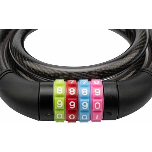 фото Тросовый кодовый замок взломостойкий для велосипедов и колясок 100 см черный без бренда