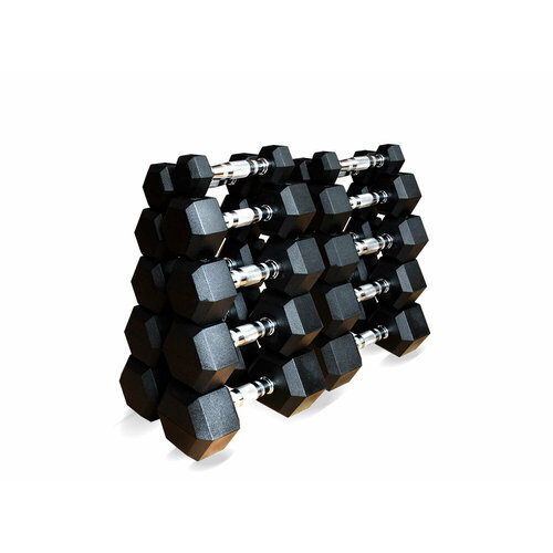 Набор гексагональных гантелей 10 пар от 1 до 10 кг гантели smith набор хромированных гантелей smith db124 пара от 1 до 10 кг с шагом 1кг