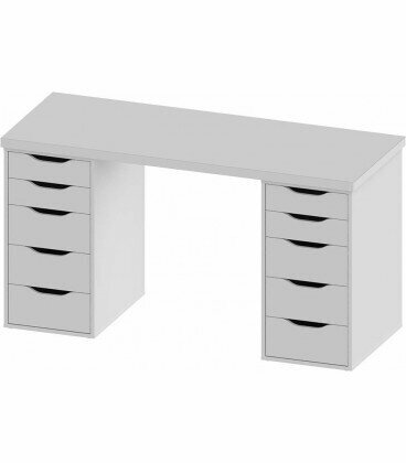Стол письменный Ингар белый, 140x75, с двумя тумбами S00470
