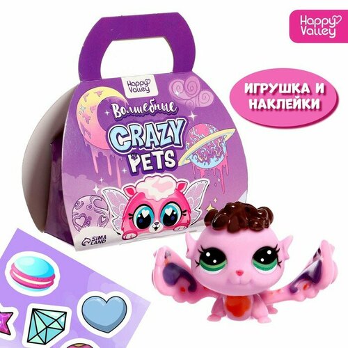 Игрушка-сюрприз «Волшебный» Crazy Pets, с наклейками, розовый, микс игрушка сюрприз crazy pets с наклейками