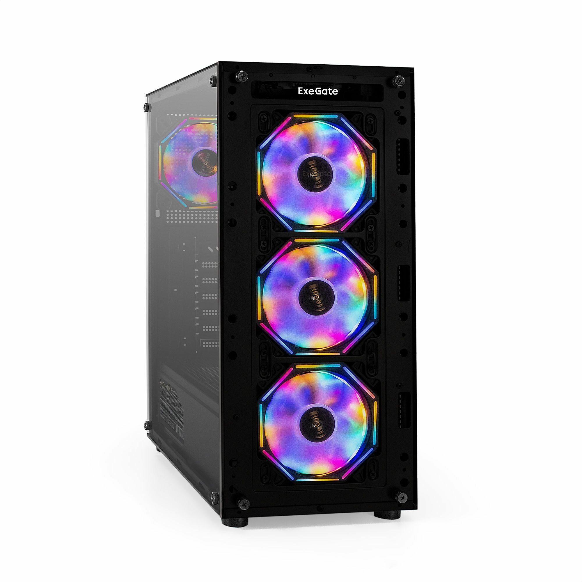 Корпус Miditower ExeGate i3 BASE-NPX700 (ATX БП 700NPX с вент. 12 см с окном 1*USB+1*USB3.0 аудио 4 вент. 12см с RGB подсветкой)