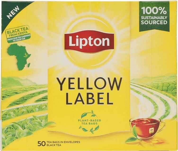 Чай черный Lipton Yellow Label 50 шт 100 г (из Финляндии)