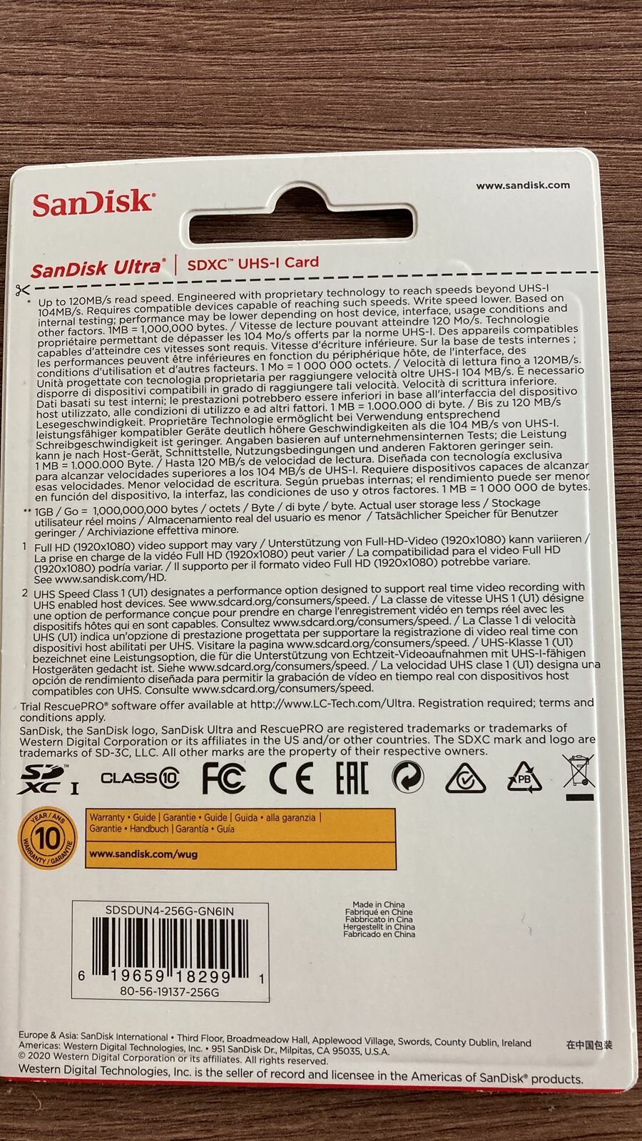 Карта памяти SanDisk Ultra SDXC Class 10 UHS-I