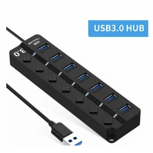 USB 30 Hub 7-портовый высокоскоростной USB-разветвитель для жестких дисков USB флеш-накопитель удлинитель-адаптер чёрный 88000₽