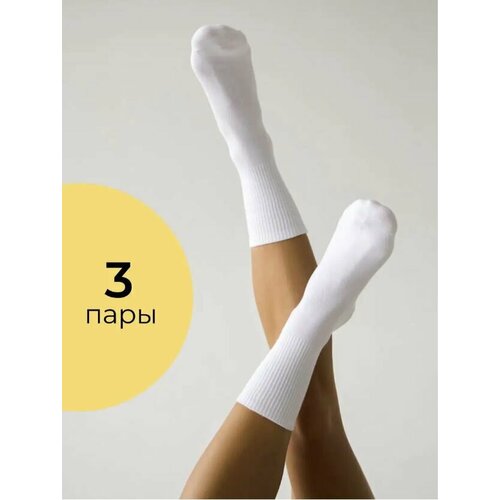 фото Носки , 3 пары, размер 41-47, белый без бренда