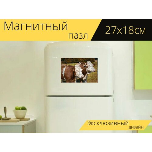 Магнитный пазл Коровы, пастбище, сельское хозяйство на холодильник 27 x 18 см. магнитный пазл коровы на пастбище молоко мясной скот на холодильник 27 x 18 см