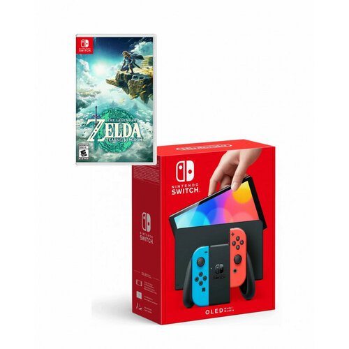 чехол и защитная плёнка для nintendo switch oled модель в стиле the legend of zelda tears of the kingdom Игровая консоль Nintendo Switch OLED+The Legend of Zelda: Tears of the Kingdom