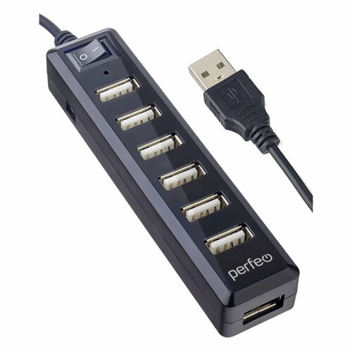 Контроллер Perfeo USB-HUB 7 Port, (PF-H034 Black) чёрный (PF_C3225)