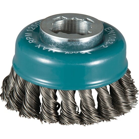 Щетка проволочная чашечная Makita X-lock (d75 мм, толщина проволоки 0, 3 мм, гофрированная, металл), - фото №1