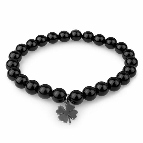 фото Браслет everiot, агат, размер 20 см, черный