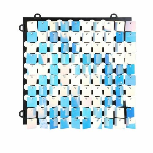 Декоративные панели с квадратными пайетками, Голография голубой, 30*30 см, 1шт в упаковке
