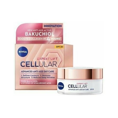 Дневной антивозрастной крем NIVEA Cellular Expert Lift Advanced Anti-Age Day Cream SPF 30 с бакучиолом и коллагеном 50 мл (Из Финляндии)