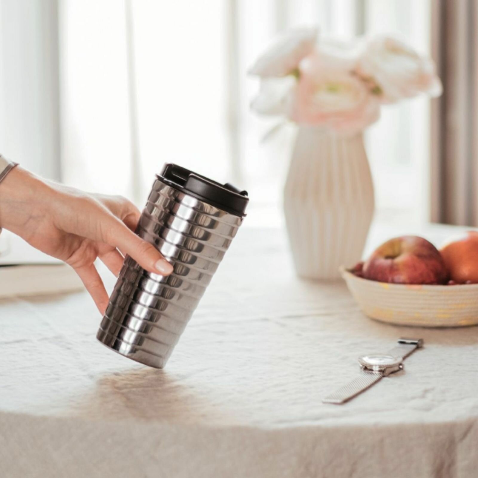 Термокружка Nespresso Touch Travel Mug Silver 345 мл - фотография № 5