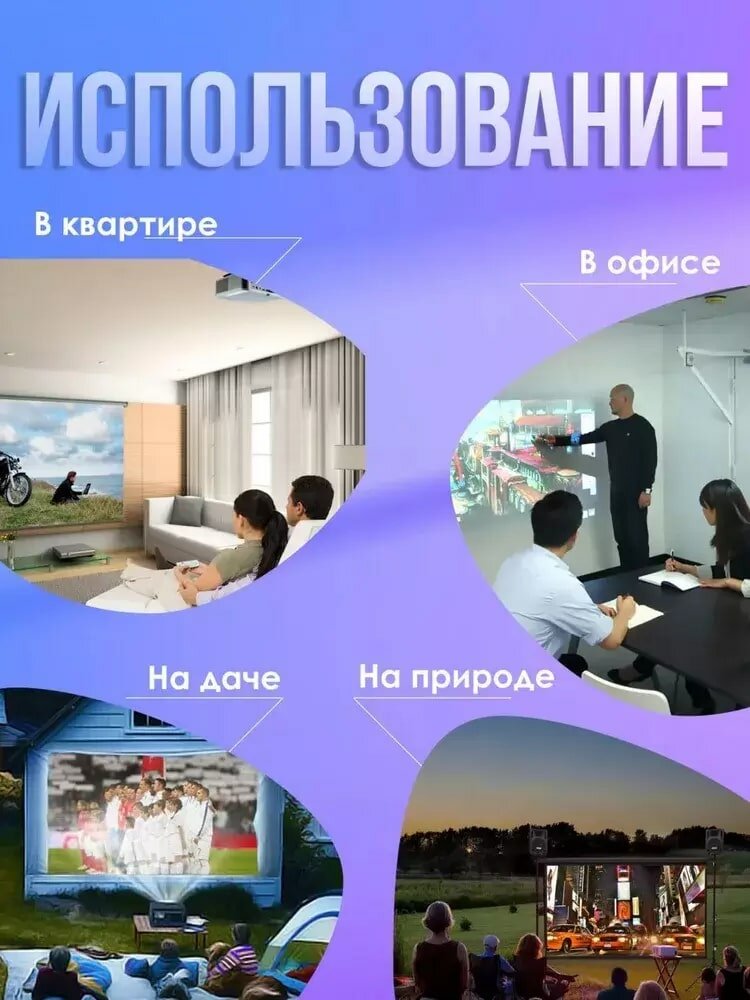 Проектор для дома и офиса P20 Pro SMART FULL HD 4К / проектор Smart Tv wi-fi + bluethooh, серый — фото 3