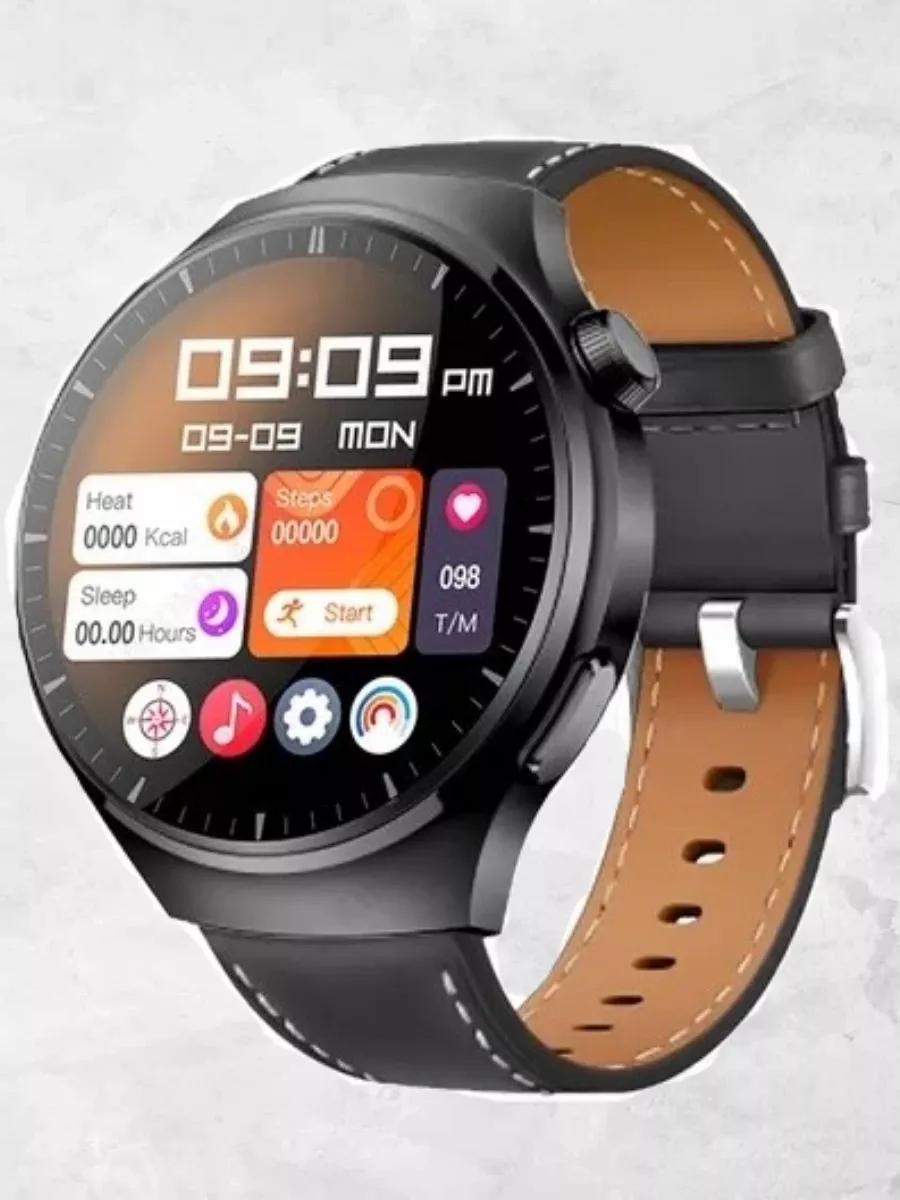 Умные часы круглые, Smart Watch LK4 PRO Черные, 3 ремешка, Flupsic