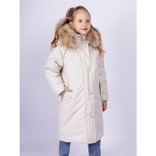 Парка KAYSAROW, размер 128-64-60, белый, бежевый модное зимнее теплое кожаное пальто jkp пальто из натурального лисьего меха куртка из натурального лисьего меха зимнее плотное теплое своб