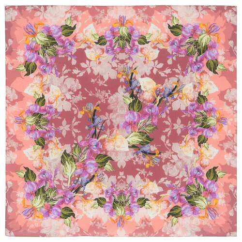 фото Платок павловопосадская платочная мануфактура,65х65 см, красный, зеленый