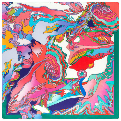 фото Платок павловопосадская платочная мануфактура,89х89 см, белый, зеленый