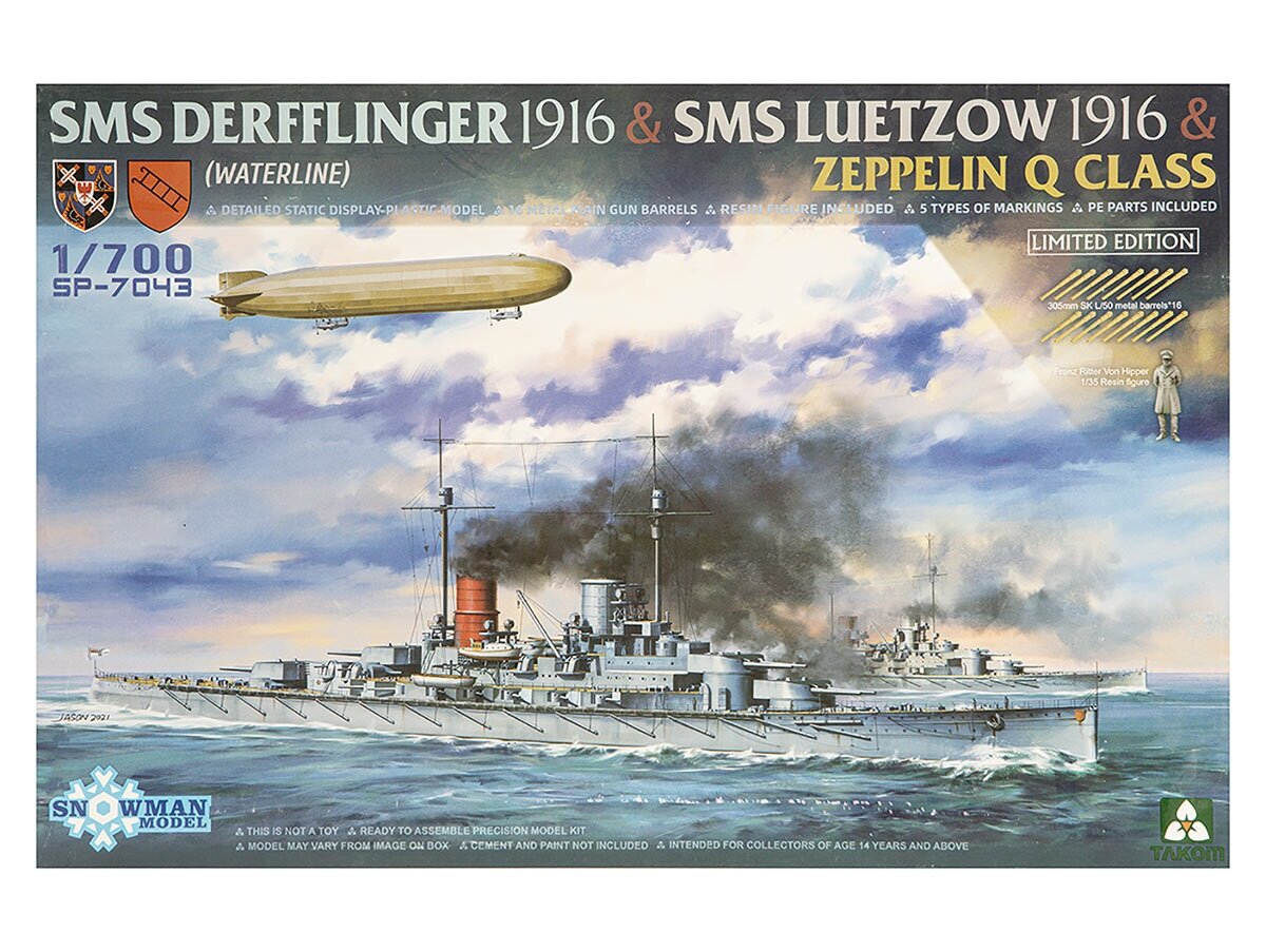 SP-7043 Takom Sms Derfflinger 1916, Sms Luetzow 1916, Zeppelin Q Class (3 в 1 Limited Edition) (1:70