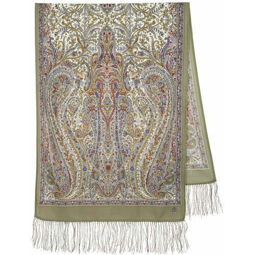 фото Шарф павловопосадская платочная мануфактура для женщин,150х60 см, one size, зеленый