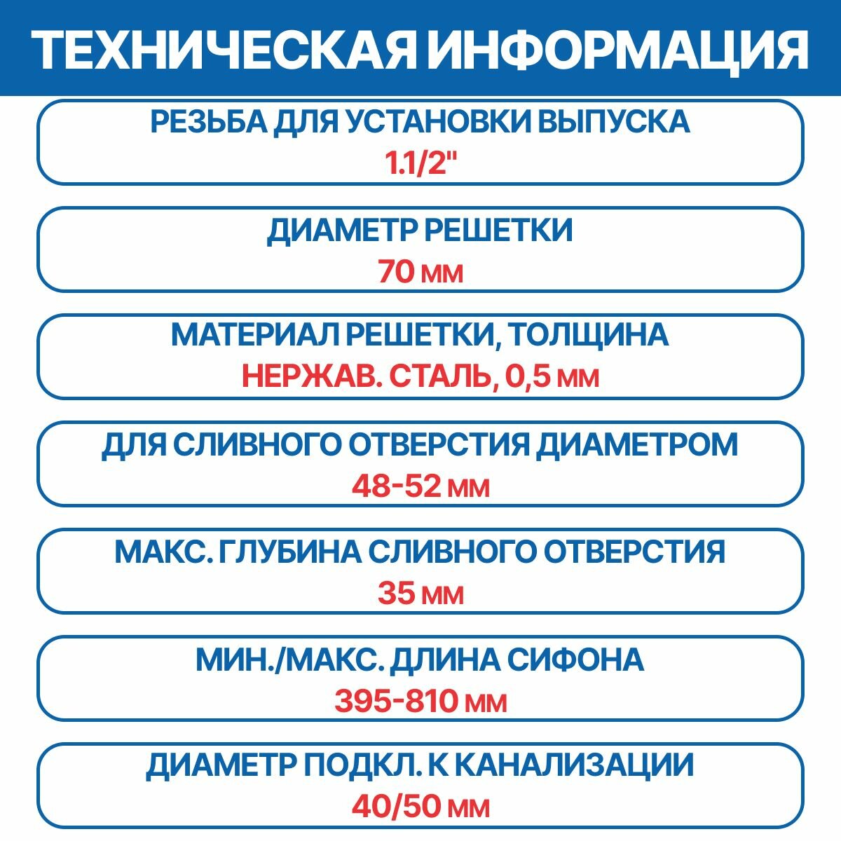 Гофросифон универсальный для раковины 800 мм 1.1/2" х 40/50 - фотография № 5