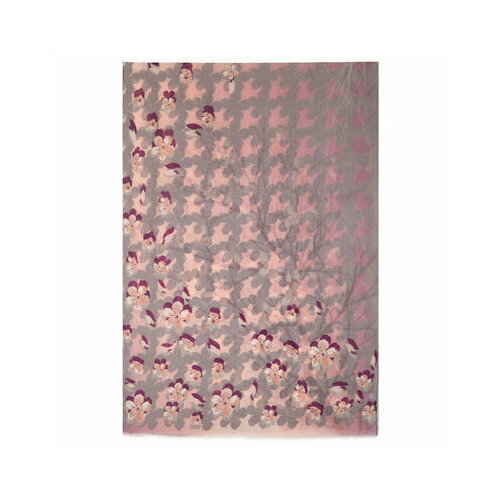 фото Палантин павловопосадская платочная мануфактура,230х80 см, бежевый, розовый