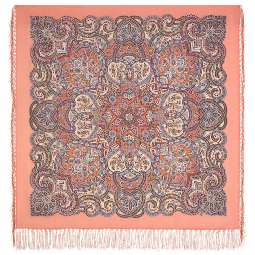 Платок Павловопосадская платочная мануфактура,125х125 см, розовый, оранжевый павловопосадский платок праздничный город 1921 18