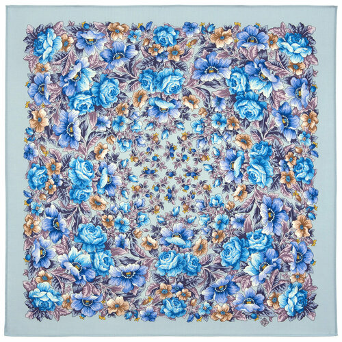 фото Платок павловопосадская платочная мануфактура,89х89 см, фиолетовый, синий