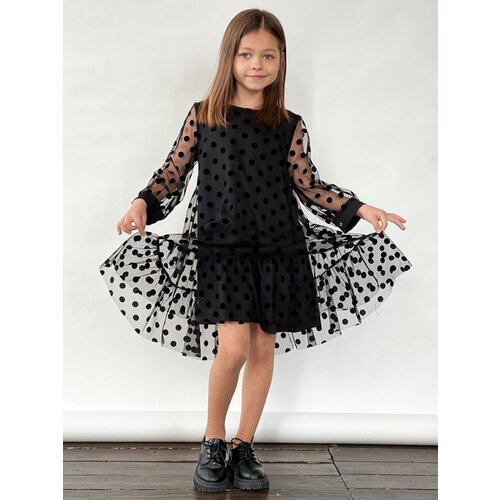 Платье Бушон, размер 140-146, черный платье бушон размер 140 146 черный