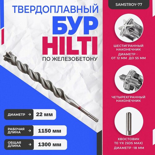 Бур по бетону HILTI 22 мм x 1300 (SDS MAX)