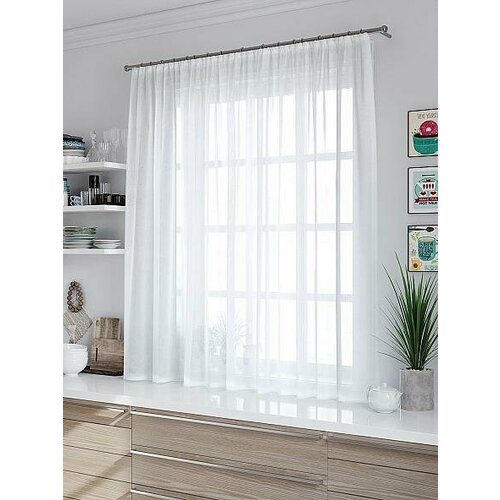 Штора для кухни из вуали Лайма белый