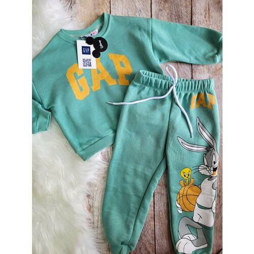фото Комплект одежды , свитшот и брюки, размер 116 размер, бирюзовый baby bamby