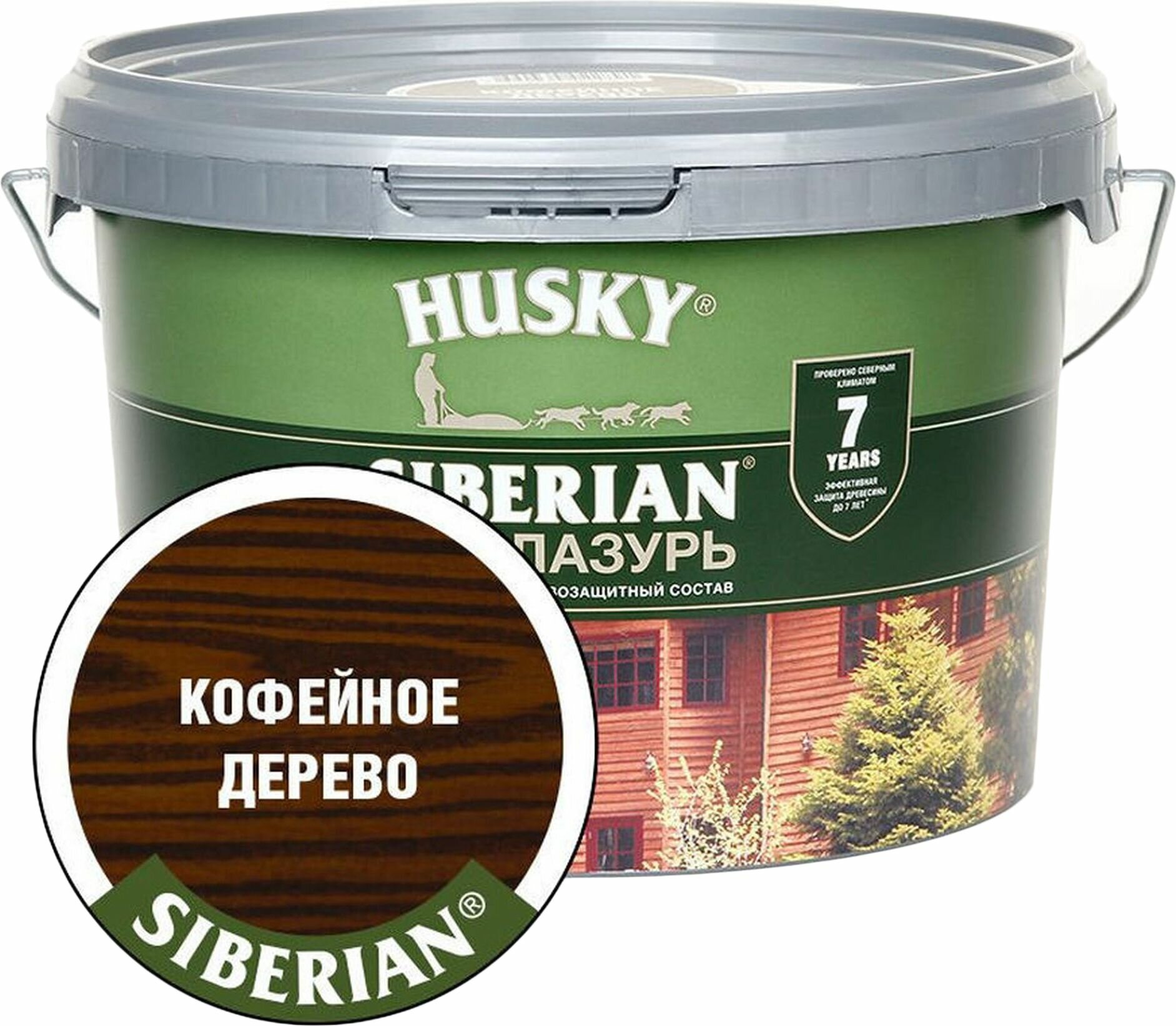 Лазурь HUSKY Siberian 2,5 л полуматовая кофейное дерево