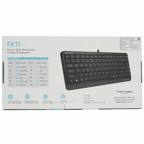 Клавиатура A4 Fstyler FK11, USB, серый [fk11 usb (grey)] - фото №16