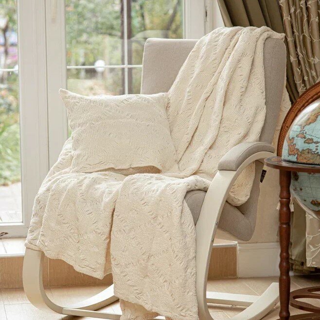 фото Плед премиум из умягченного льна Жаккард 190*180 Альба белая