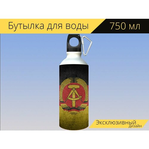 фото Бутылка фляга для воды "флаг, исторический флаг, восточная германия" 750 мл. с карабином и принтом lotsprints