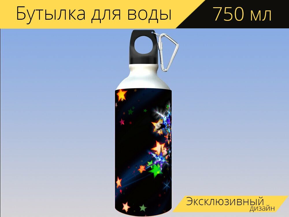 Бутылка фляга для воды "Адвент, адвент венок, адвент сезон" 750 мл. с карабином и принтом