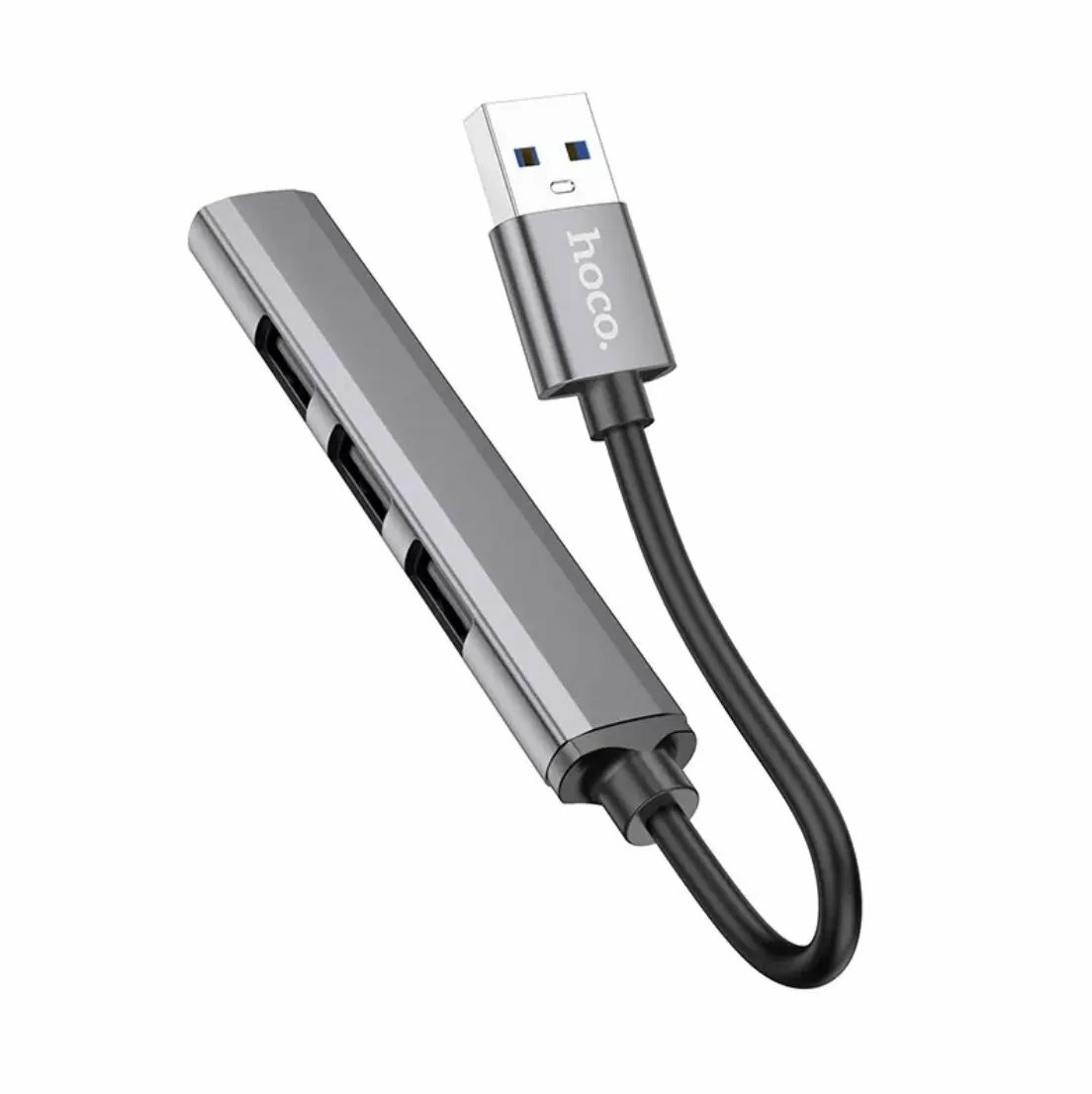 USB Переходник Type-C хаб 4В1 Hoco HB26 серебристый USB 30 + 3 USB 20