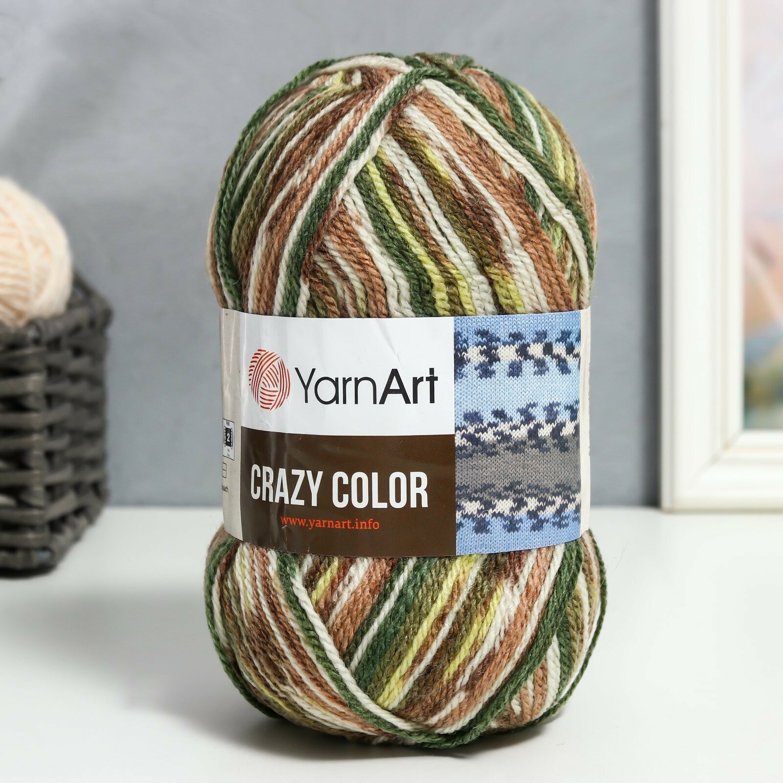 Пряжа YarnArt Crazy Color Цвет.145 Бело - бежевый - фото №4