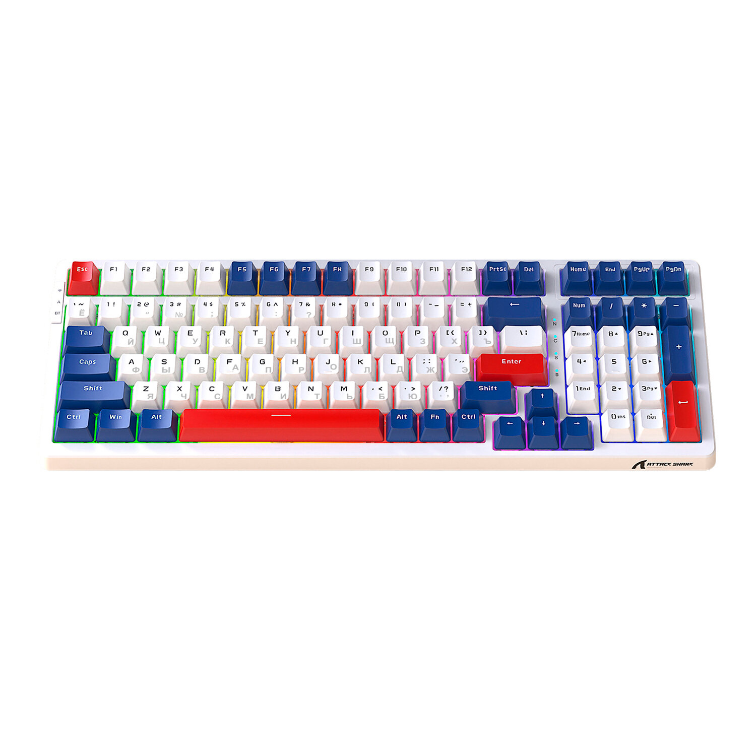 Клавиатура игровая Attack Shark K98 Ocean RGB (RUS), проводная, 100 кнопок, HotSwap