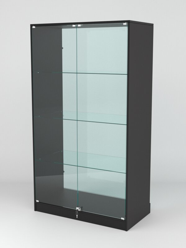 Витрина "астра ХИТ продаж" №5 (с дверками, задняя стенка - стекло), Черный 90 x 45 x 160 см