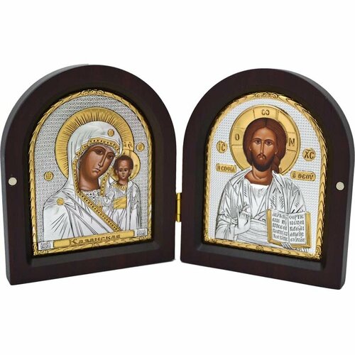 Иконы в складне Казанская Божия Матерь и Иисус Христос складень с иконами казанской божией матери и спасителя 15 x 20 см