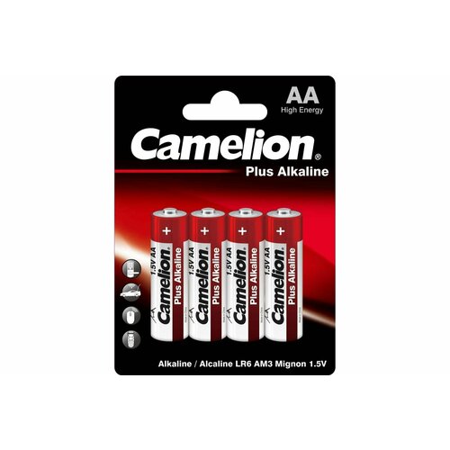 Батарейки щелочные Camelion - тип AA, 1.5В, 4 шт. в упаковке батарейка camelion blue series aa в упаковке 4 шт